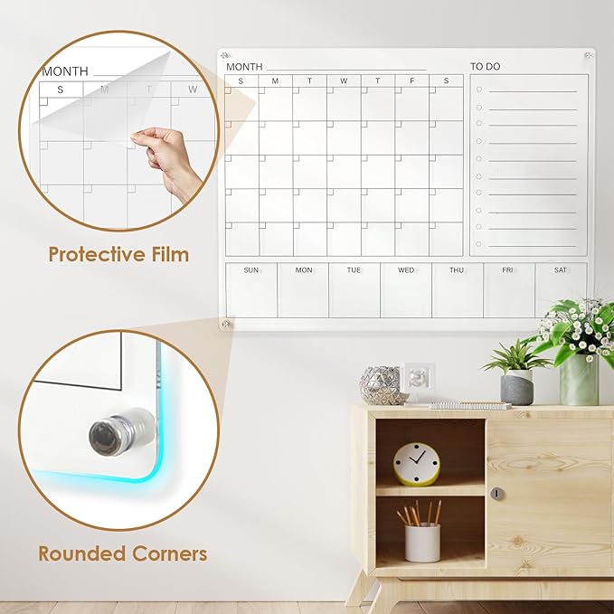 MAKELLO Acrylic Calendar for Wall 32" x 24", Monthly Whiteboard - Image 3