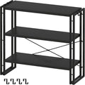 HCHQHS Bookshelf, 3-Tier Industrial Bookcase, Freestanding Horizontal by HCHQHS