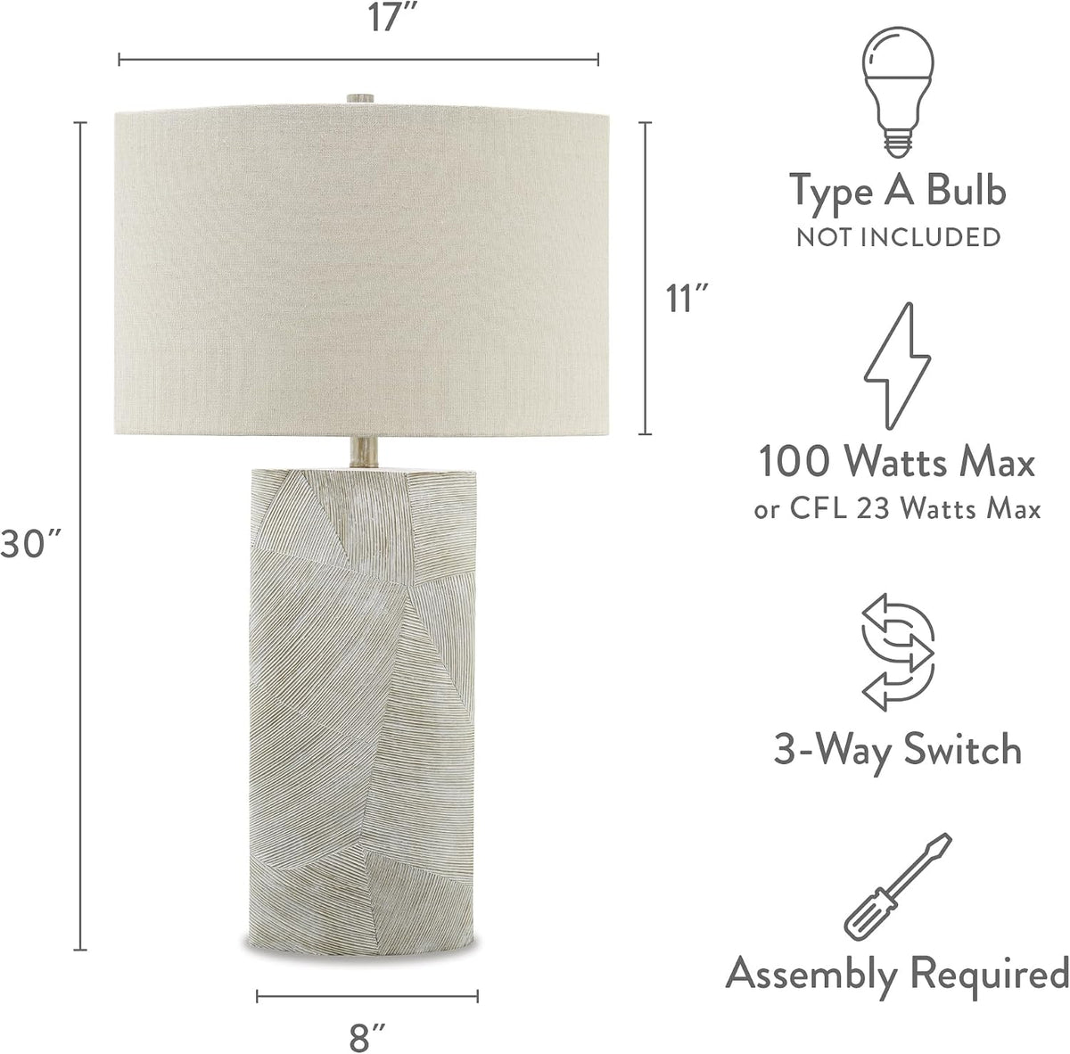 Signature Design by Ashley Bradard 31 Inch Rustic Table Lamp, Ivory Brown