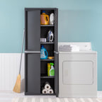 sterilite 4 shelf cabinet, lockable utility storage, gray showing dimensions