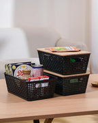 Anywish Storage Bins with Lids 10 Packs, Plastic Storage Bins with Bamboo Lids - Image 9