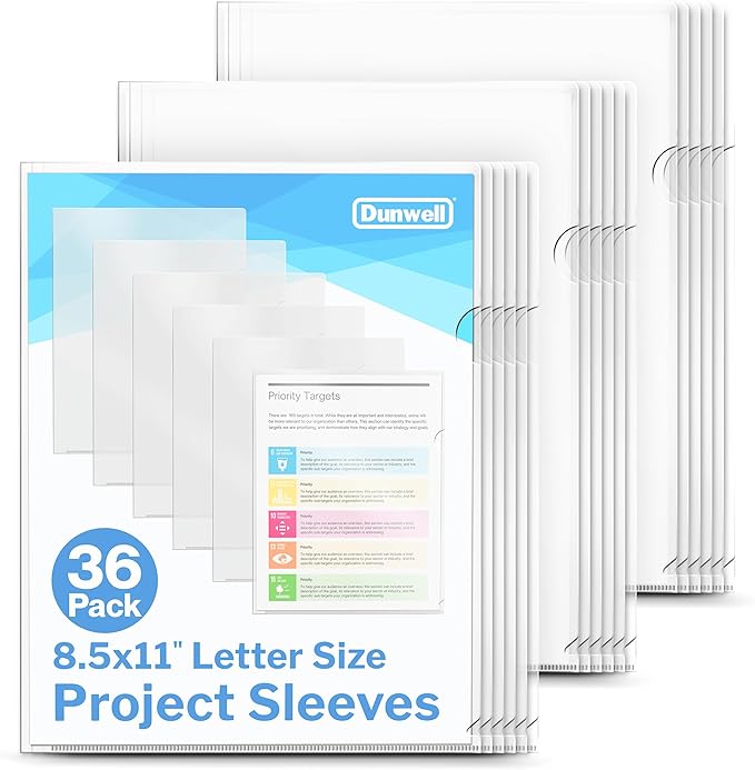 Dunwell Clear Folders for Documents, Plastic 8.5x11 File Sleeves for Document by Dunwell