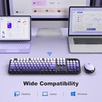 MOFII Wireless Keyboard and Mouse Combo, Full Size 2.4G Retro Round Computer - Image 2