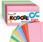 Koogel 500PCS Index Cards 3x5, Colored Lined Ruled Flash Cards by KOOGEL