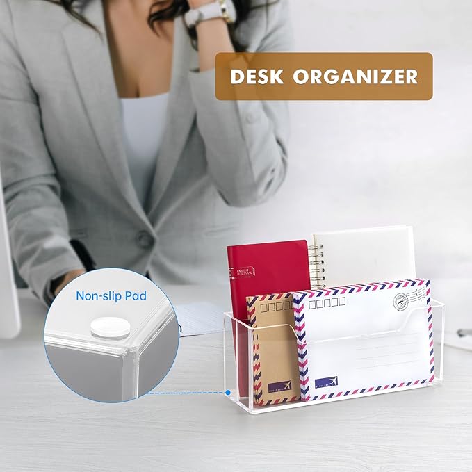 BEYGORM Acrylic Mail Organizer for #10 Envelopes, 2-Slot Wall-Mounted & - Image 5