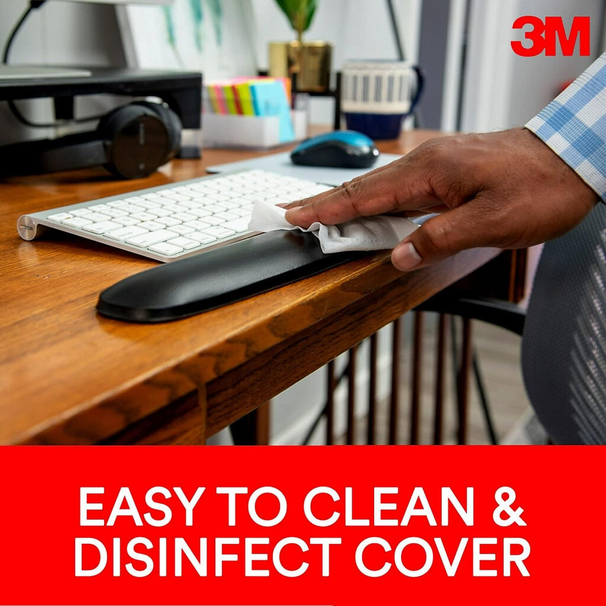 3M WR340LE Gel Thin Wrist Rest, Extended Length, Black Leatherette