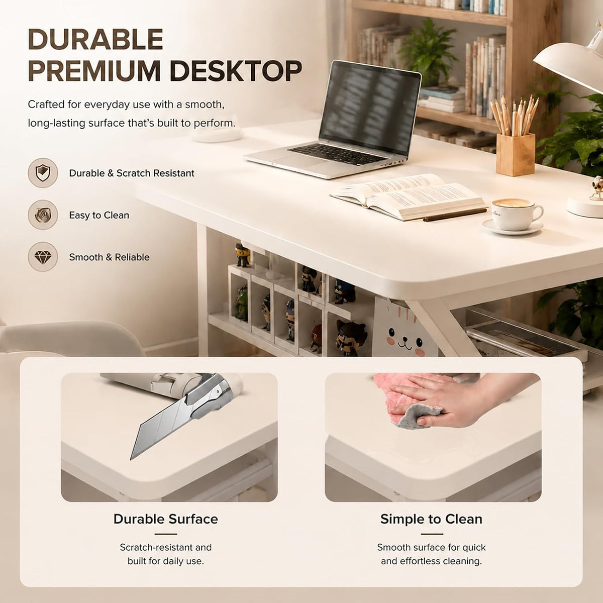 Office Desk with Storage Shelf - 39.3" Computer Writing Desk