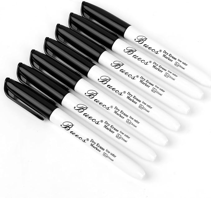 Buecs Black Dry Erase Markers, Chisel tip, Dry-Erase Boards, School Office - Image 2
