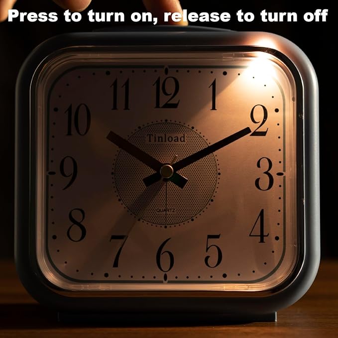 Tinload 5.5" Large Analog Alarm Clock Silent Non Ticking, Gentle Wake, Beep - Image 6