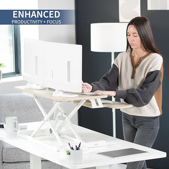 VIVO 36 inch Desk Converter, K Series, Height Adjustable Sit to Stand Riser - Image 4