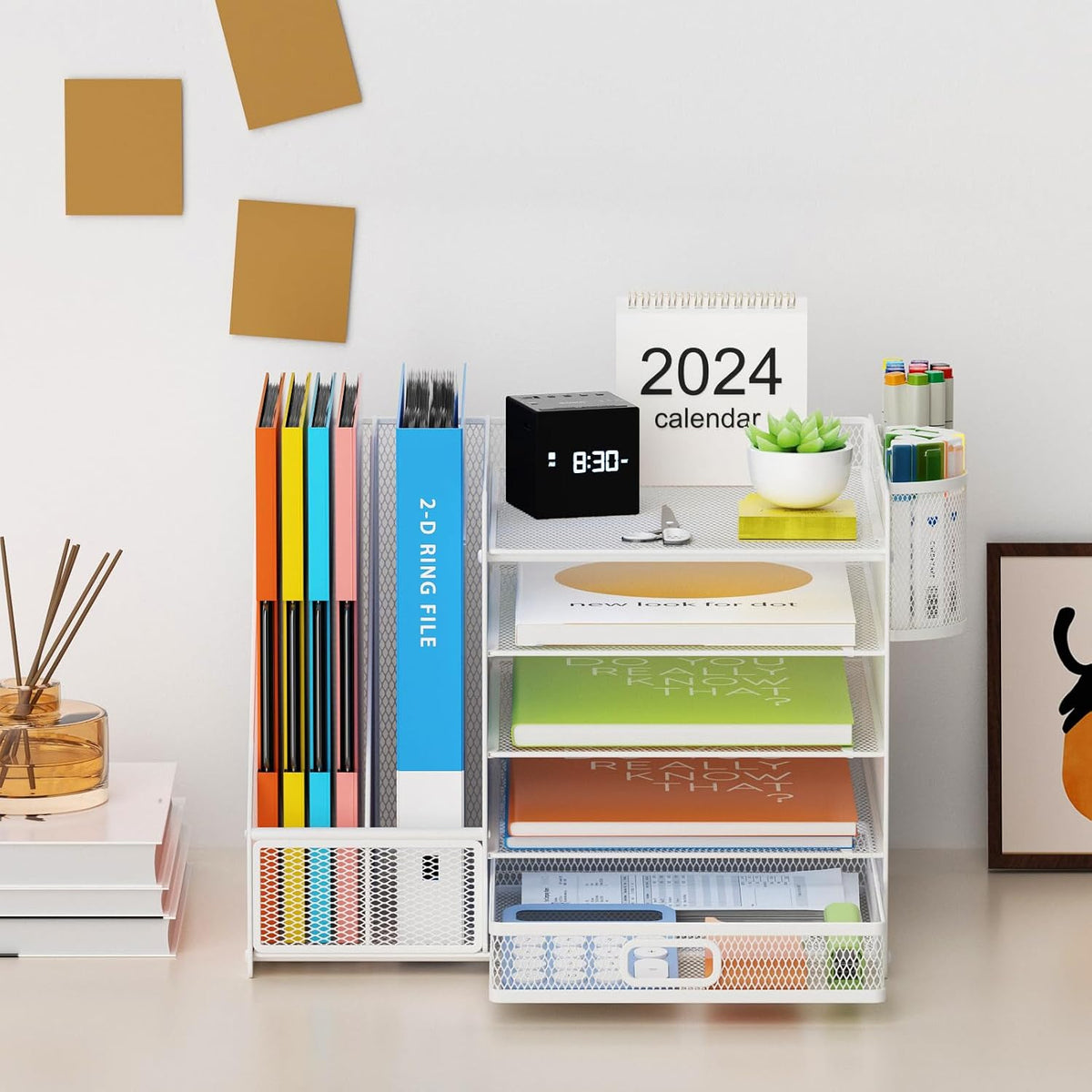 Lavatino Desk Organizer with File Holder, 5-Tier Paper Letter Tray Organizer ...