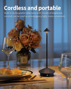 modern cordless table lamp set of 2, black shown in use