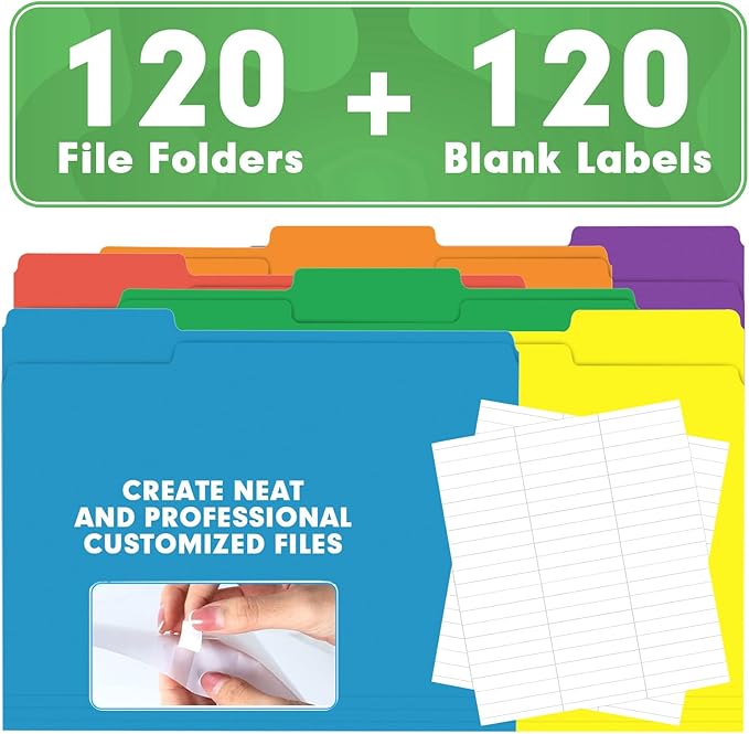File Folder, HERKKA 120 Pack 1/3 Cut Tab File Folders, Colored File Folders - Image 6