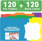 File Folder, HERKKA 120 Pack 1/3 Cut Tab File Folders, Colored File Folders - Image 6