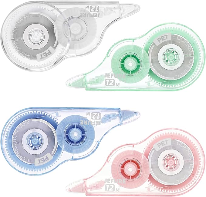 JEFURE 4 Pcs Colorful Core Correction Tape, 39.37 Ft White Wrong Out by JEFURE