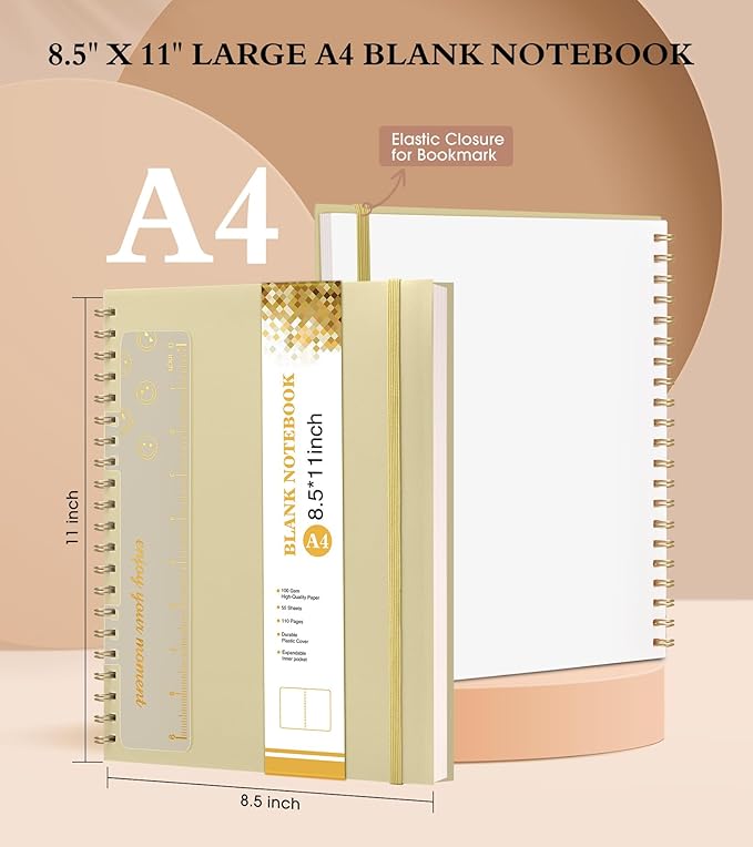 Blank Spiral Notebook Journal 8.5” x 11”, A4 Large Sketch Book - Image 2
