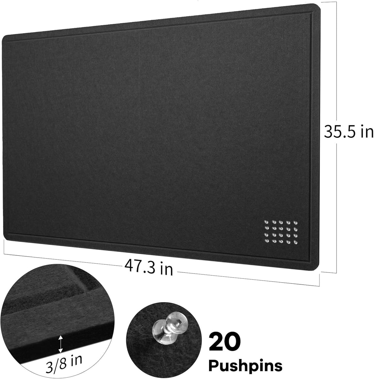 Felt Bulletin Board 48x36 inches, Decorative Pin Board for Home & Office