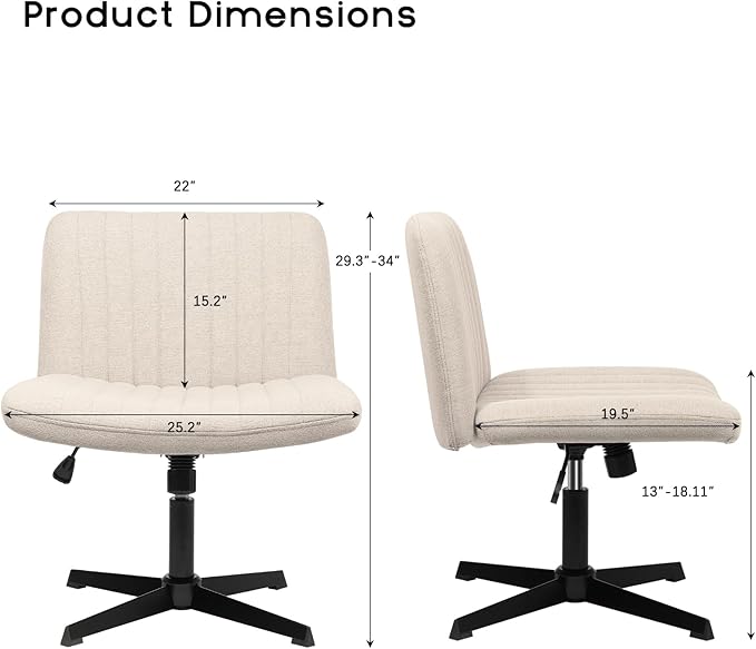 PUKAMI Criss Cross Chair, Comfy Cross Legged Office Desk Chair No Wheels - Image 2