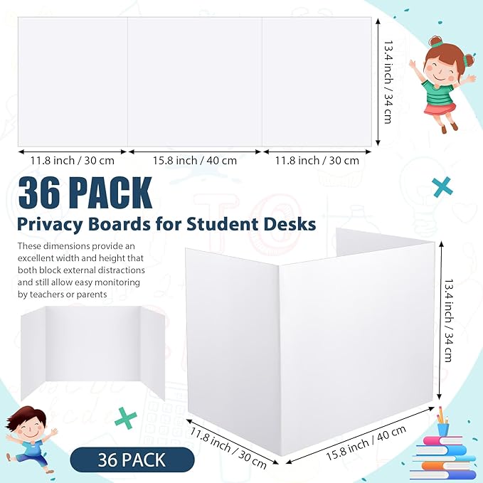 Zhehao 36 Pcs Privacy Boards for Student Desks Bright Colored Classroom Desk - Image 2