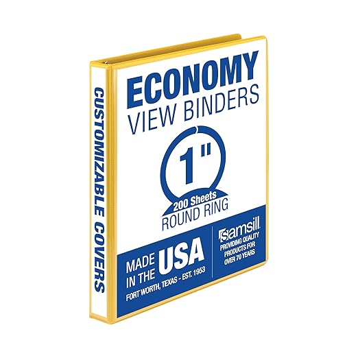 Samsill 1 Inch 3 Ring Binder, Made in USA, Economy Round Ring, 200 Sheet by Samsill