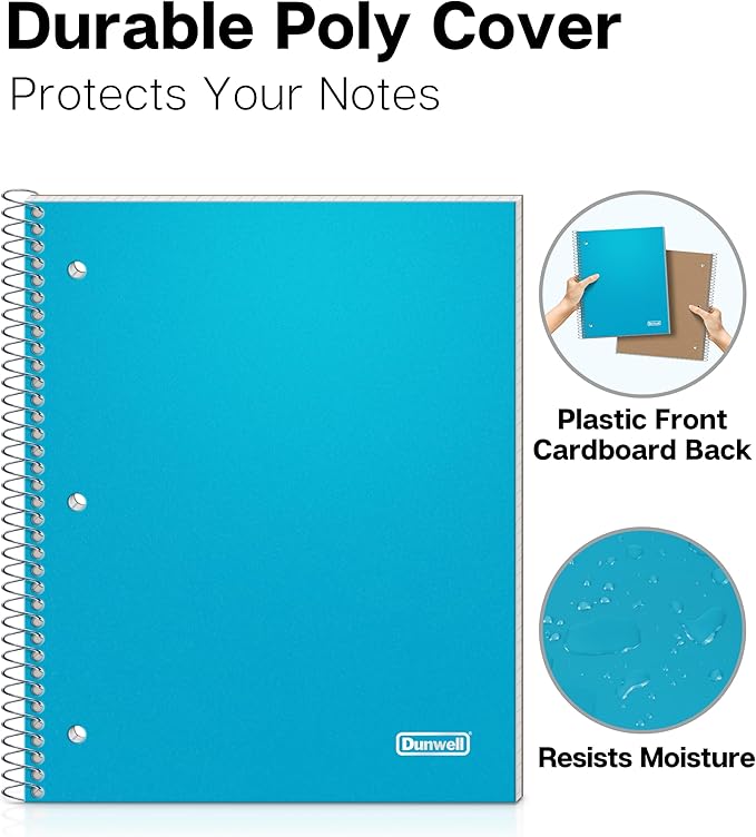 Dunwell Graph Paper Notebook 8.5 x 11 Plastic Cover, 100 Sheets, Perforated - Image 4
