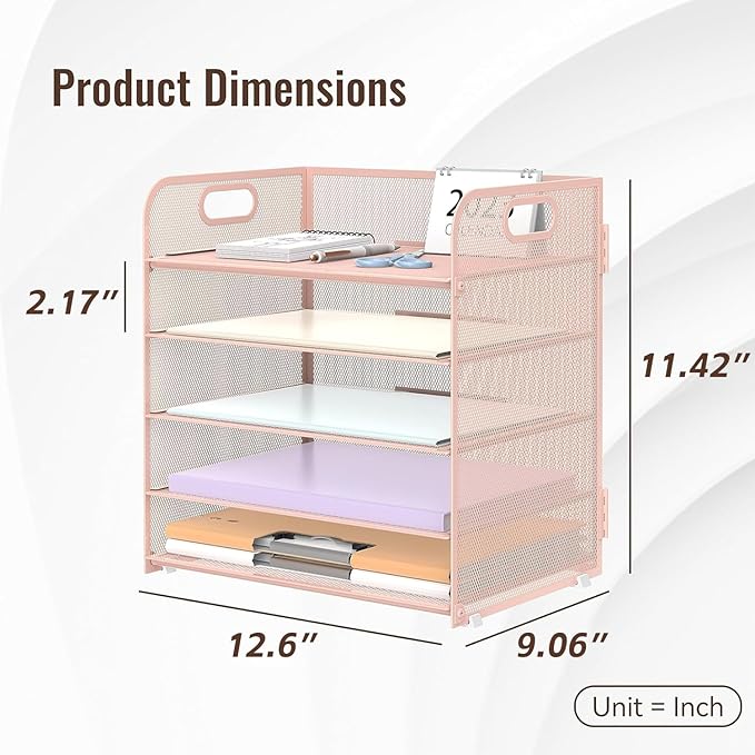 2 Pack 5-Tier Pink Desk Organizer - Image 5
