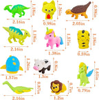 URSKYTOUS 80Pcs Animal Erasers Kids Desk Pets Pencil Erasers 3D Puzzle Eraser - Image 9