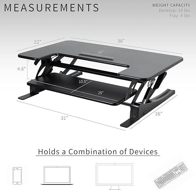 VIVO 36 inch Height Adjustable Stand Up Desk Converter, V Series, Quick Sit to - Image 4