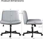 PUKAMI Criss Cross Chair with Wheels, Fabric Padded Armless Cross Legged Office - Image 2