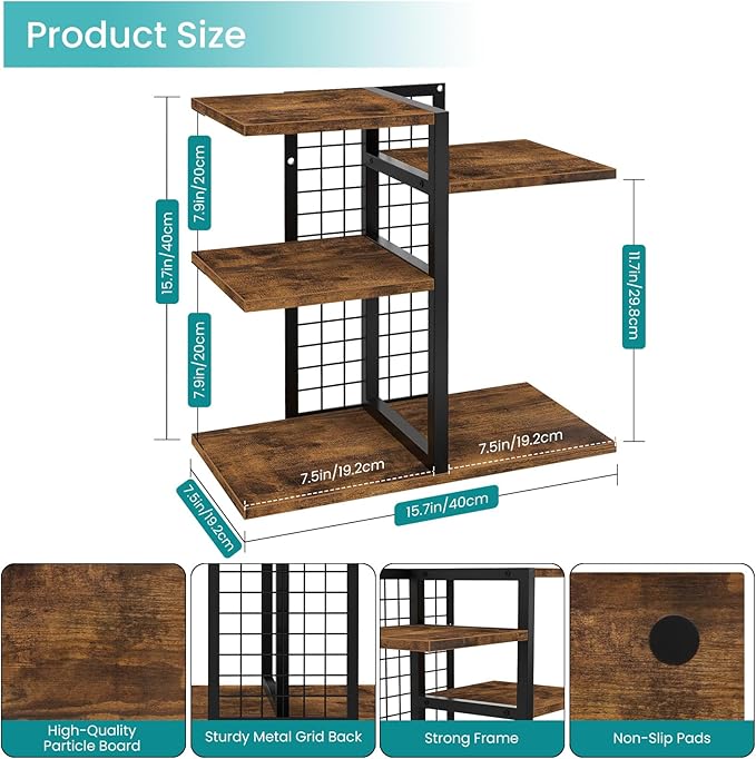 ELITEROO Desktop Shelf Organizer, 4-Tier Wooden Desk Bookshelf, Small Tabletop - Image 3