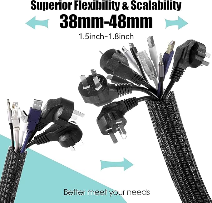 AGPTEK Cable Sleeve Cover, Home Office Wire Management Computer TV Wire Loom - Image 2