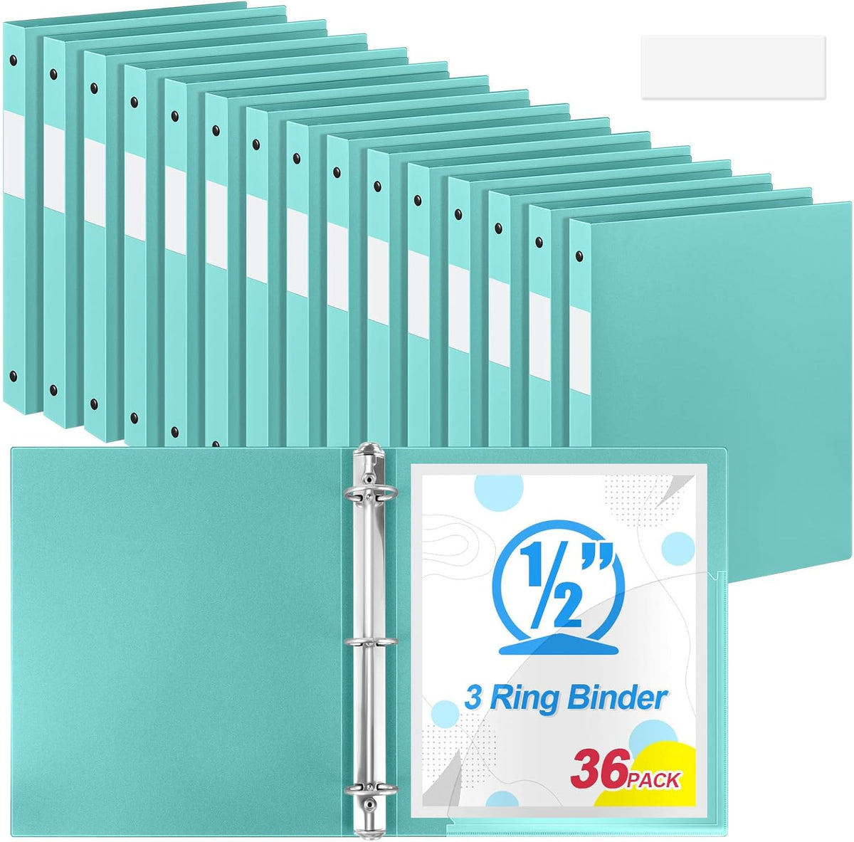 Henoyso 36 Pcs 3 Ring Binder 0.5 Inch Round Fits Letter Size 8.5'' x 11'' Paper