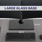 vivo freestanding dual monitor stand with sleek glass, close-up detail