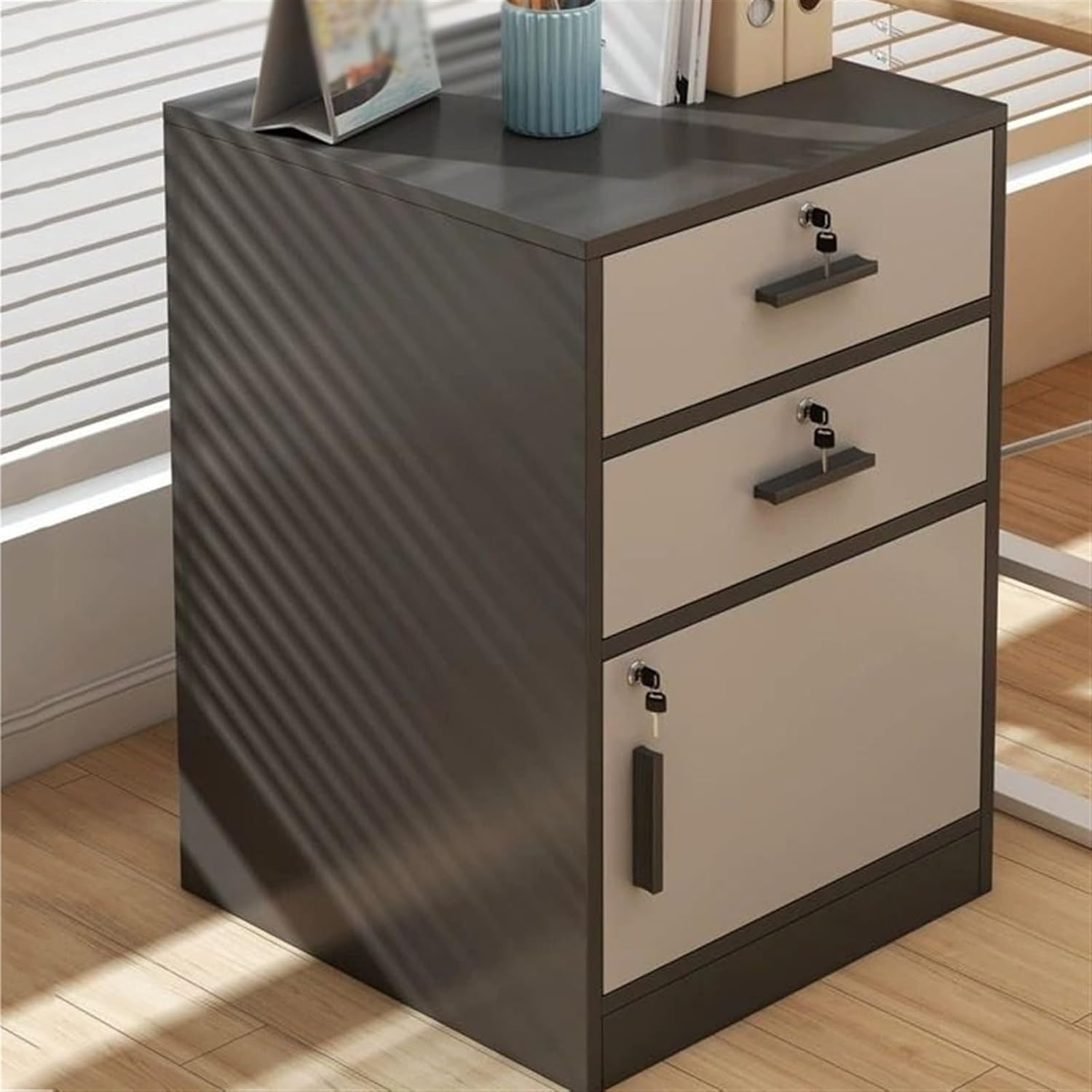 Cabinet File Cabinet Office File Cabinet Wooden Storage Cabinet with Two Drawers and One Door Lockable Filing Cabinet Multi-Layer Storage Small Side Cabinet Filing Cabinets Office (N