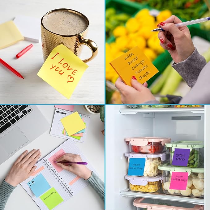 48 Pack 2400 Sheets Sticky Notes 3x3, 8 Colors Sticky Note Pads, Colored Sticky - Image 7
