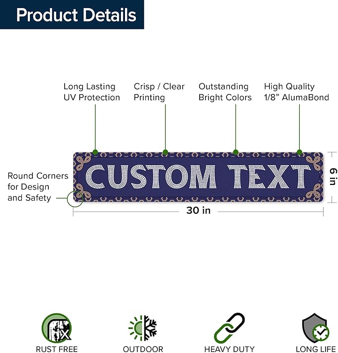 Custom Sign, Custom Street Sign, 11 Font Colors, 13 Font Styles, 4 Hole Options - Image 6