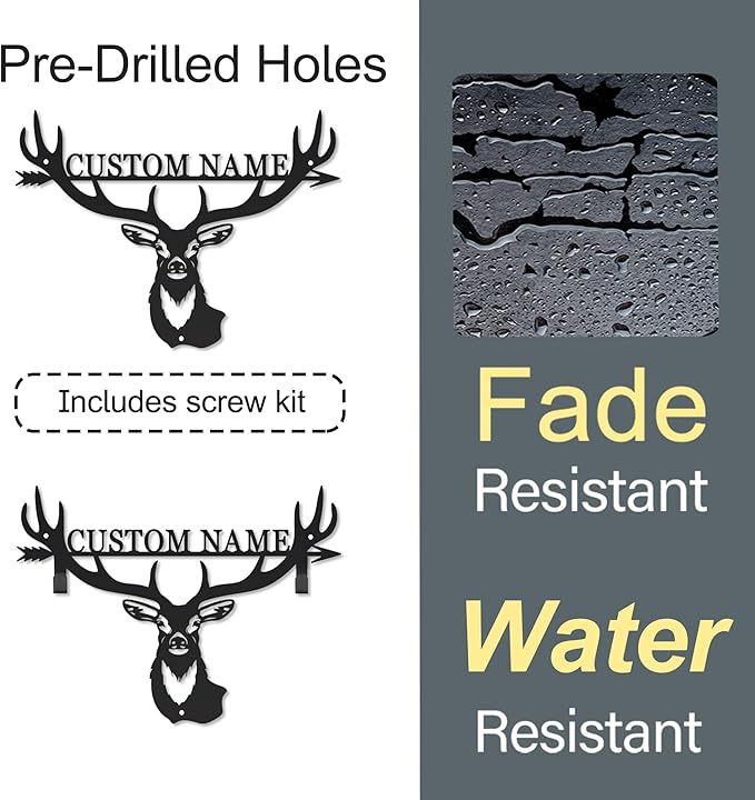 Personalized Deer Hunter Metal Wall Mount & Bow Rack, Custom Deer Hunting Gifts - Image 5