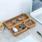 MyGift Premium Solid Acacia Wood Octagonal Desk Organizer Trays Office - Image 4
