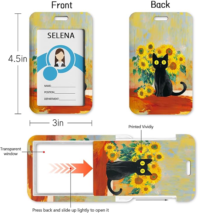 Black Cat Lanyards for ID Badges, Badge Holder - Image 4