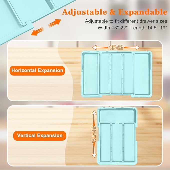 Large Utensil Drawer Organizer Expandable Silverware Organizer - Image 5