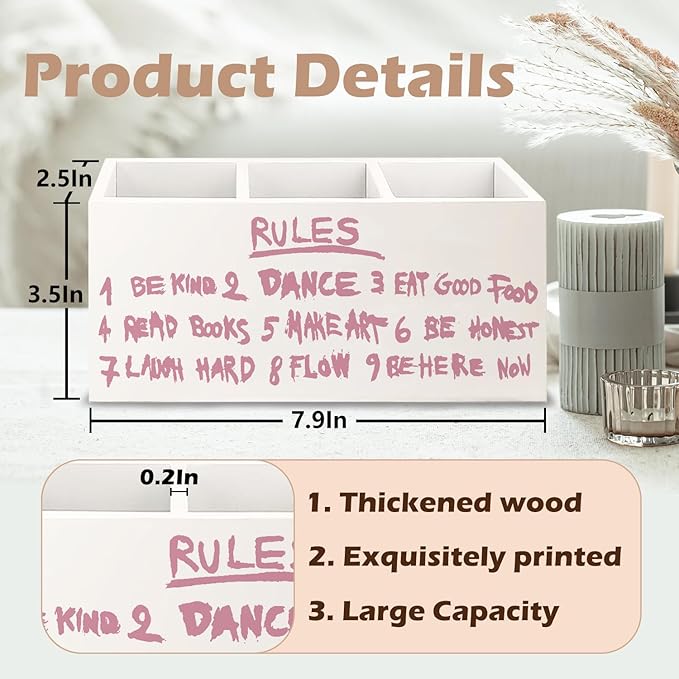 URLLUAE Inspirational Pink Rules Makeup Brush Toothbrush Holder Organizer - Image 6