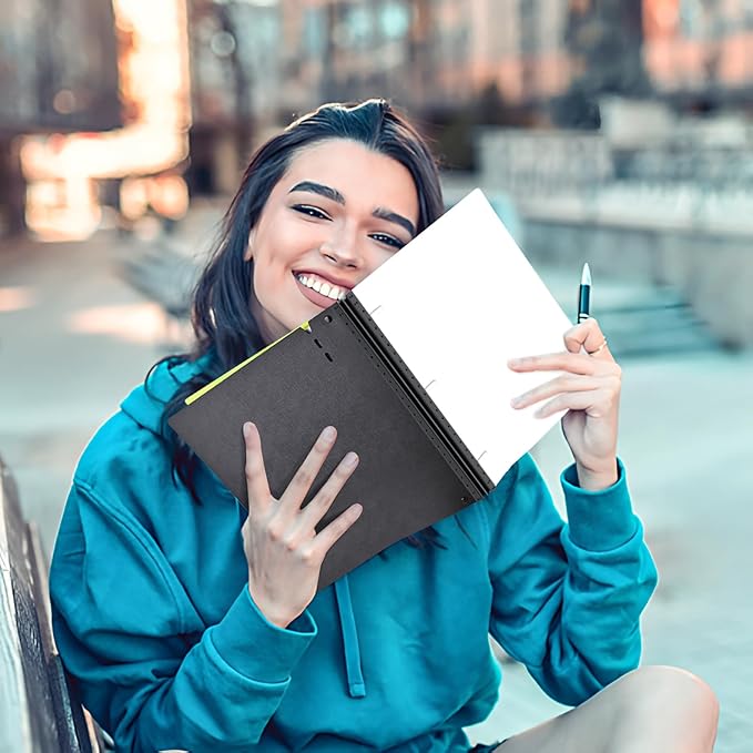 INFUN 1 Inch Telescoping 3 Ring Binder Black+White - Image 7