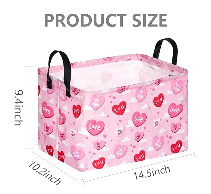 FUULOXE Rectangular Valentines Basket Storage Bin - Image 7