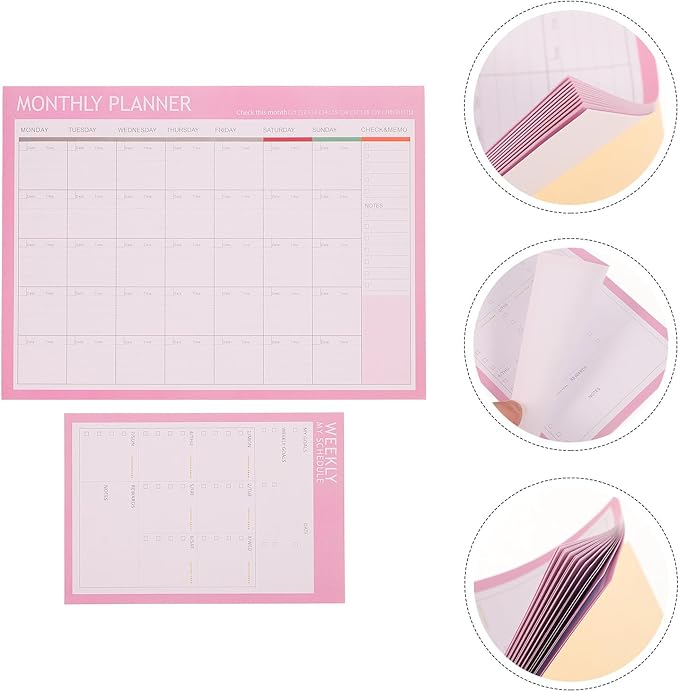 Didiseaon 2pcs Weekly and Monthly Schedule Notepad Undated Planner - Image 9