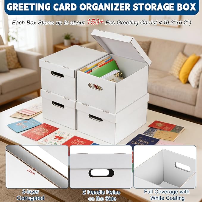 4Pack Greeting Card Storage Box, Greeting Card Organizer Box - Image 4
