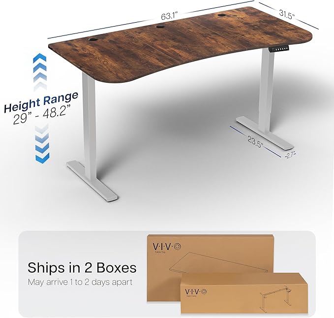 VIVO Electric 63 x 32 in Rustic Standing Desk, Memory Height Adjustment - Image 3