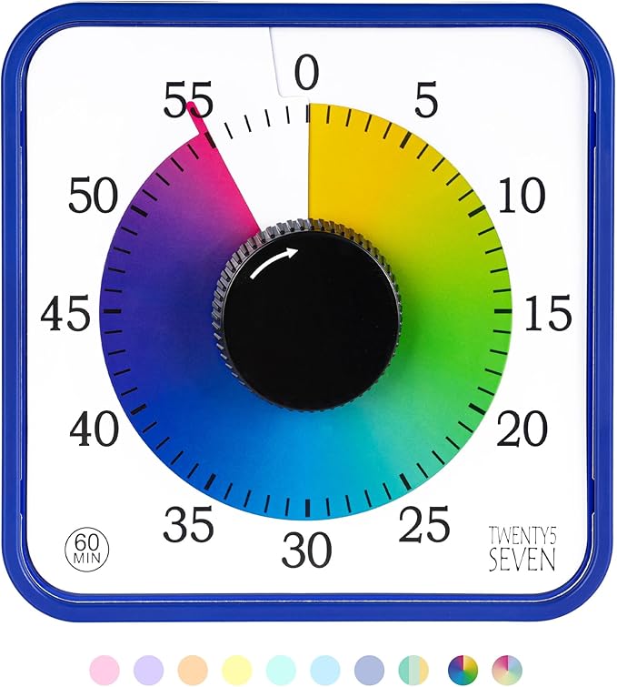 Visual Timer 7.5 inch; 60 Minute 1 Hour Countdown Timer by TWENTY5SEVEN