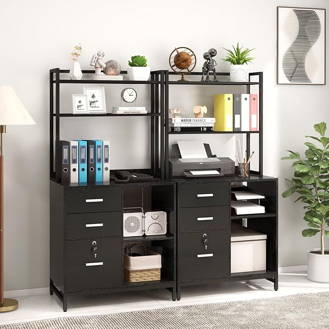 Livofloral File Cabinet with Charging Station, 3 Drawer Filing Cabinet with - Image 2