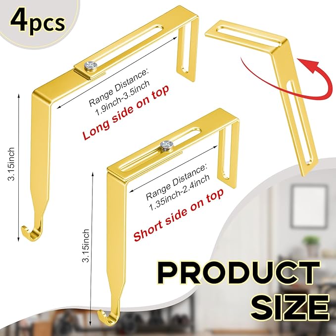Amylove 4 Pcs Adjustable Cubicle Hanger Universal Partition Metal Cubicle Hooks - Image 2