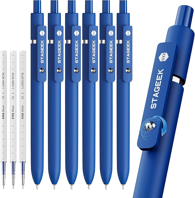 STAGEEK Blue Gel Pens, Fine Point Retractable Smooth Writing Pens by STAGEEK